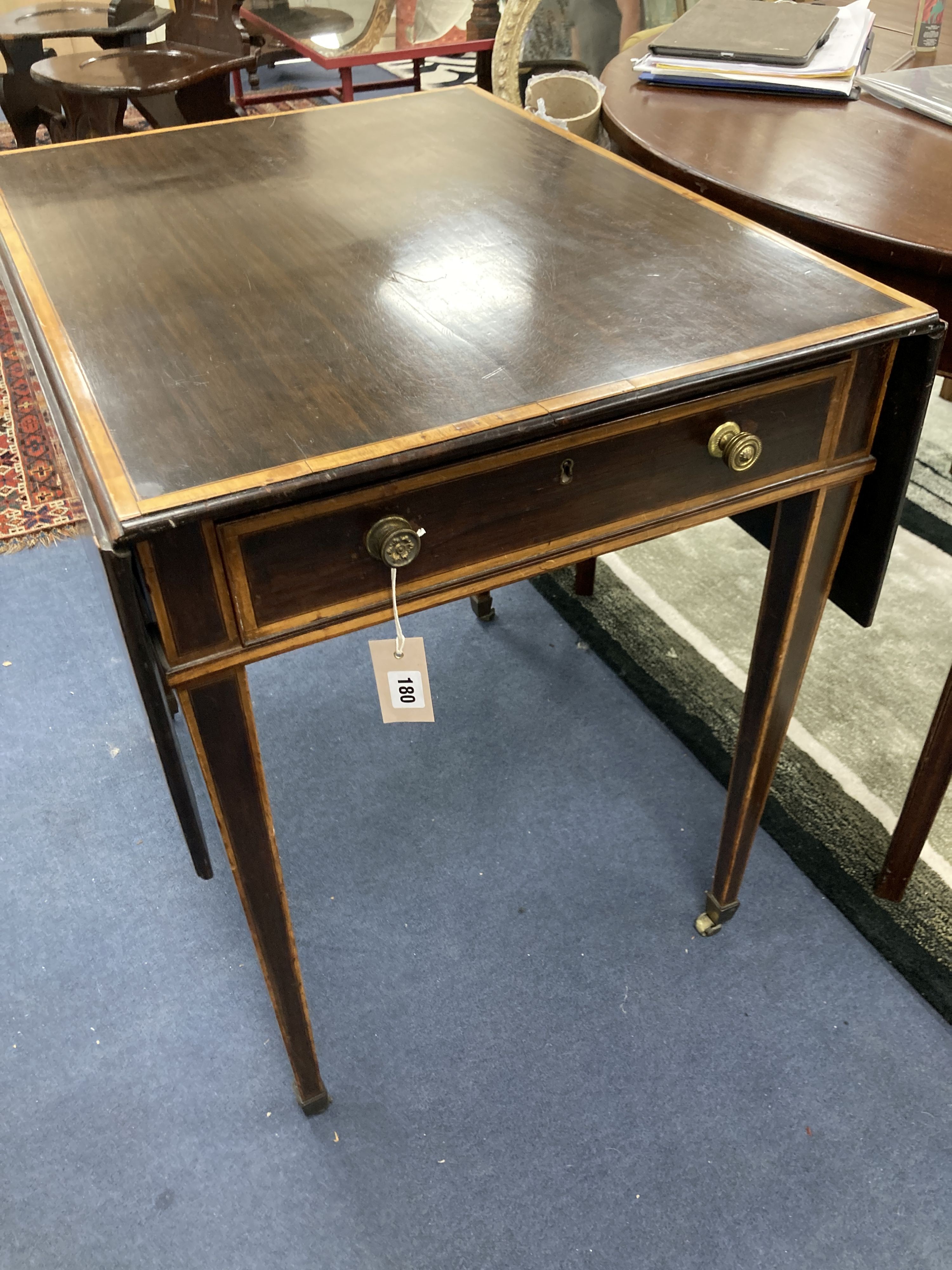 A George III banded rosewood Pembroke table. W-56, D-71, H-73cm.